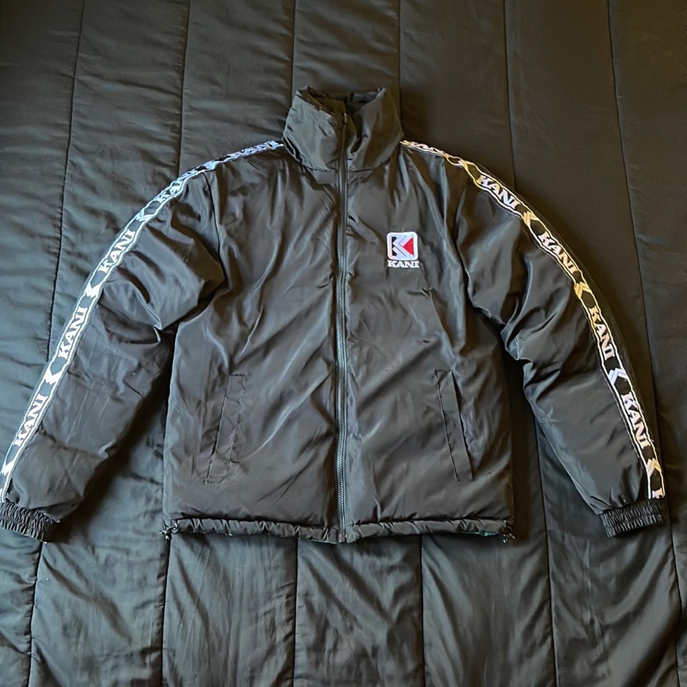 Mens Karl Kani OG Black Reversible Puffer Jacket